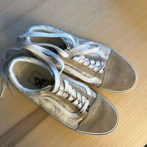 Vans White and Tan Sneakers